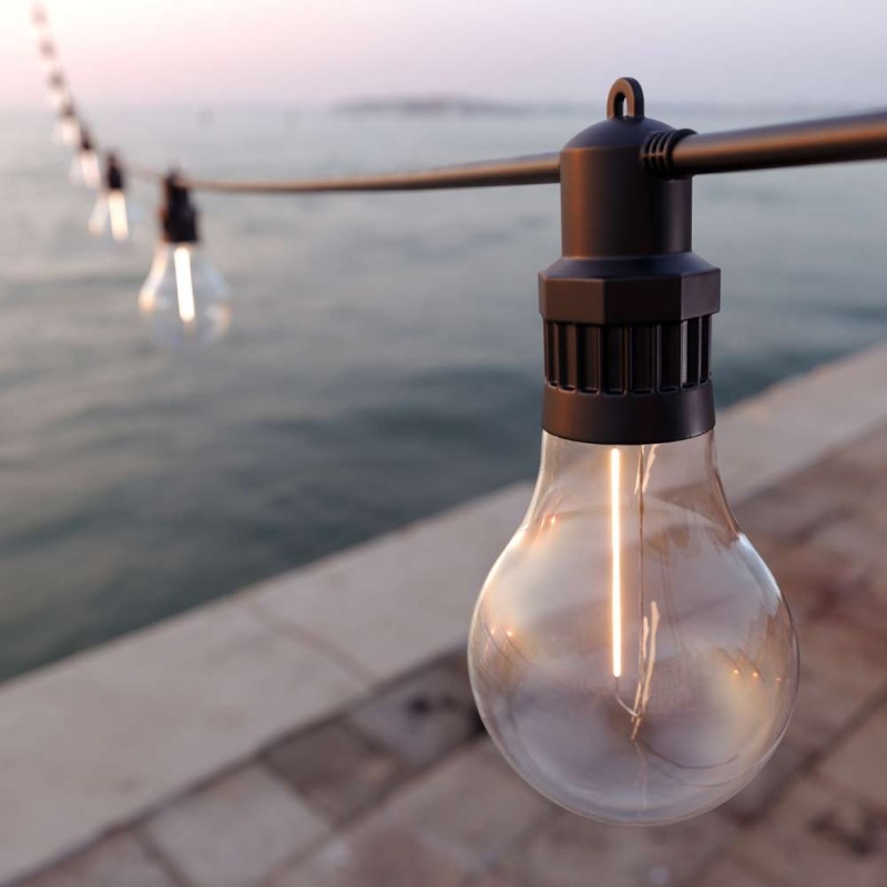  Edinburgh USB solcelle Festoon lyskæde (20 dekorative pærer)
