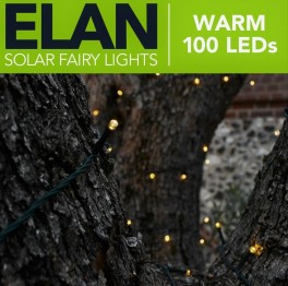 Solcellelyskæde, 100LED, Varm hvid